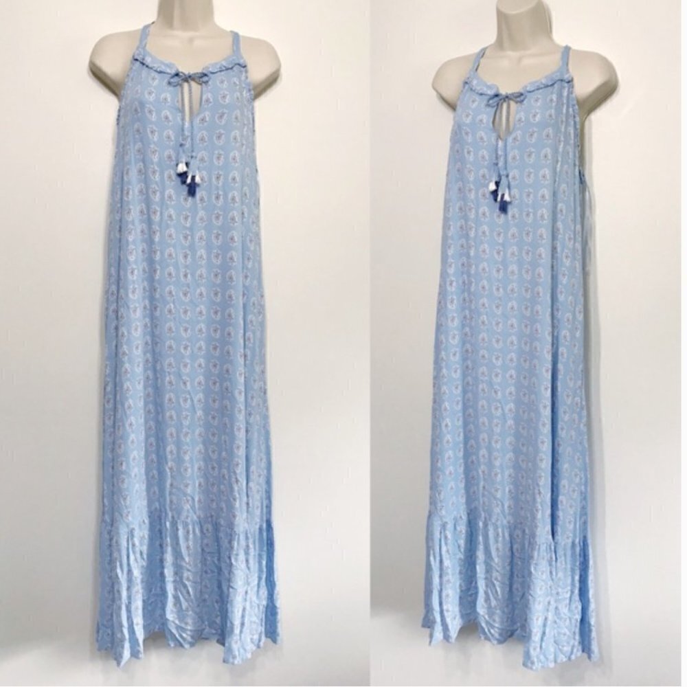 The Prairie Boho Rachel Ashwell Paisley Ruffle Hem Maxi Dress Medium